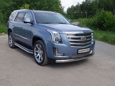 Защита передняя овальная 75х42 мм для Cadillac Escalade № CADESC15-03