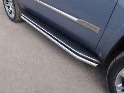 Защита штатных порогов  60 мм для Cadillac Escalade № CADESC15-09
