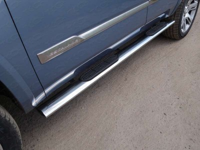 Пороги труба овальная с накладками 120х60 мм для Cadillac Escalade № CADESC15-11