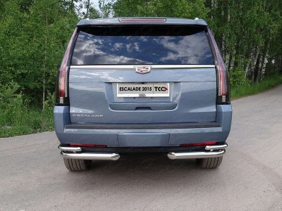 Защита задняя двойные уголки 76-42 мм ТСС для Cadillac Escalade 2015-2021