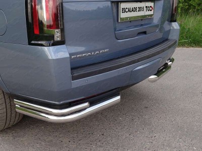 Защита задняя двойные уголки 76-42 мм для Cadillac Escalade № CADESC15-18