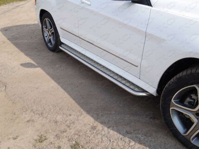 Пороги с площадкой алюминиевый лист 42 мм для Mercedes-Benz GLK № MERGLK220D14-05