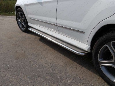 Пороги с площадкой нержавеющий лист 42 мм для Mercedes-Benz GLK № MERGLK220D14-06