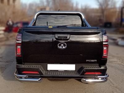 Защита заднего бампера "уголки" d-76+42 для Great Wall Poer 2019-н.в. №GWP_3