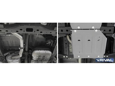 Защита РК + комплект крепежа, Rival, Алюминий для Great Wall Poer, V-2.0, АКПП, полный, 2021-н.в.