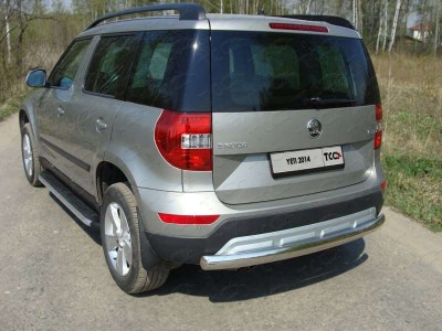 Защита заднего бампера овальная длинная 75х42 мм для Skoda Yeti № SKOYET14-11