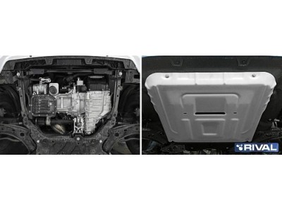 Защита картера + КПП + комплект крепежа, RIVAL, Алюминий для Haval Jolion 2021-, V - 1.5T, передний привод, комплектация Comfort