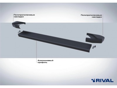Пороги на автомобиль "Black" Rival для Haval Jolion 2021-н.в., 180 см, 2 шт., алюминий