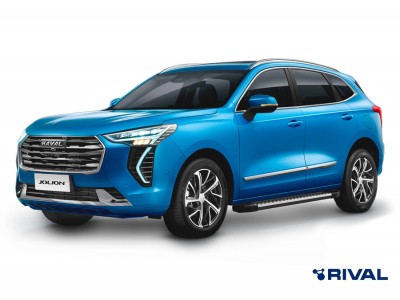 Пороги на автомобиль "Bmw-Style круг" Rival для Haval Jolion 2021-н.в., 180 см, 2 шт., алюминий