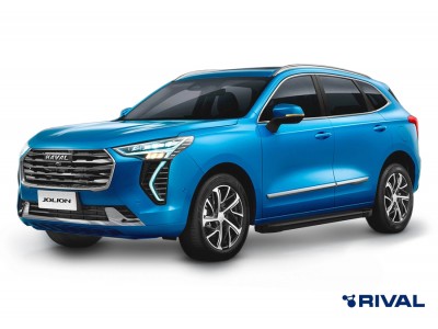 Пороги на автомобиль "Black" Rival для Haval Jolion 2021-н.в., 180 см, 2 шт., алюминий
