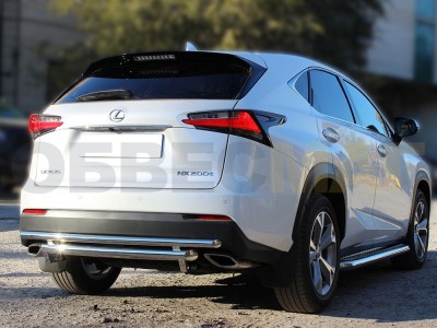 Защита заднего бампера двойная 60-43 мм для Lexus NX200t № LNXT_3.1