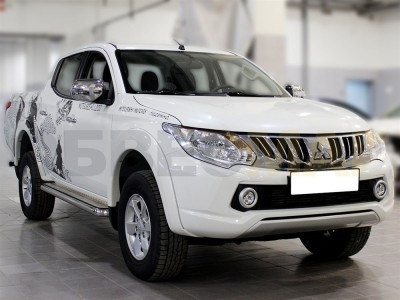 Пороги с площадкой алюминиевый лист 60 мм для Mitsubishi L-200 № MPL15_3.2