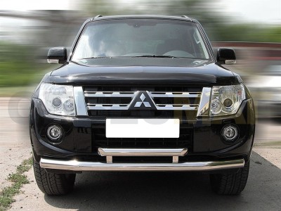 Защита передняя двойная 76-60 мм для Mitsubishi Pajero 4 № MP 1