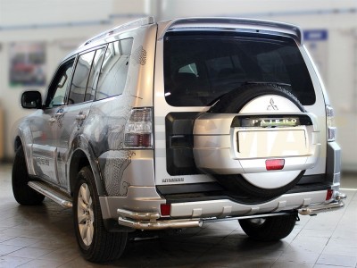 Защита задняя уголки двойные 60-43 мм для Mitsubishi Pajero 4 № MP 2