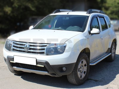 Пороги с площадкой алюминиевый лист 53 мм для Renault Duster № RD_2.2