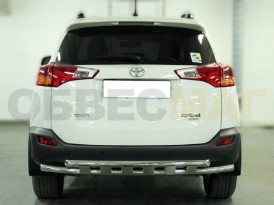 Защита заднего бампера двойная 53-53 мм с накладками для Toyota RAV-4 № TRN13_3.6