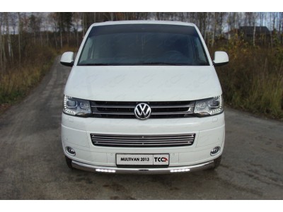 Защита переднего бампера овальная с ДХО 75х42 мм для Volkswagen Multivan № VWMULT13-18