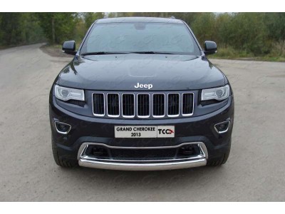 Защита передняя овальная короткая 75-42 мм ТСС для Jeep Grand Cherokee 2013-2021