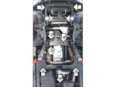 Защита картера, КПП, РК и дифференциала Мотодор сталь 2 мм для Ford Explorer 2006-2010