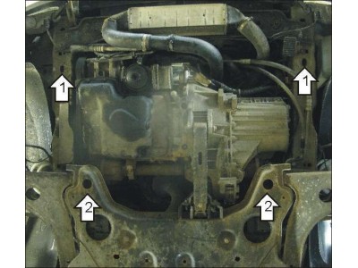 Защита картера, КПП и топливоохладителя Мотодор сталь 2 мм для Ford Transit 2000-2014