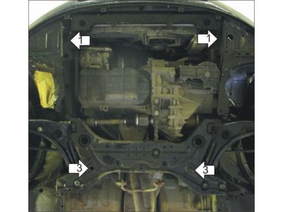 Защита картера и КПП Мотодор сталь 2 мм для Mitsubishi Colt 2003-2008