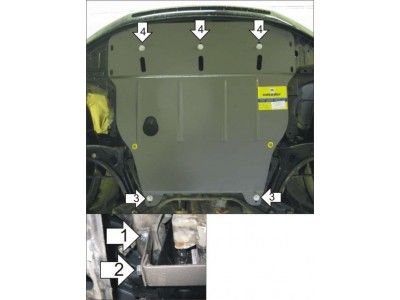 Защита картера и КПП Мотодор сталь 2 мм для Mitsubishi Colt 2003-2008