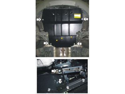 Защита картера и КПП Мотодор сталь 2 мм для Volkswagen Passat B6/B7/СС/Touran/Caddy/Skoda Octavia II/Superb 2003-2021