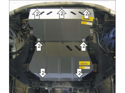 Защита картера и дифференциала Мотодор сталь 3 мм для Mitsubishi L200 2006-2015