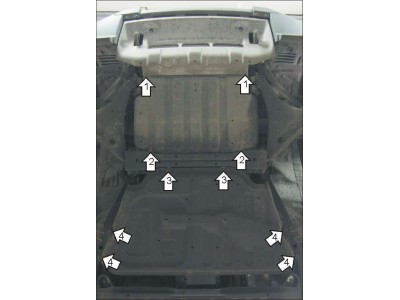 Защита картера и КПП Мотодор сталь 3 мм для Mitsubishi Pajero 4 2006-2021