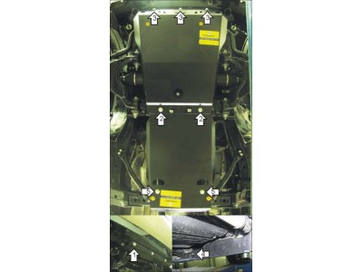 Защита картера, КПП и дифференциала Мотодор сталь 3 мм для Toyota Land Cruiser Prado 150 2009-2020 12510
