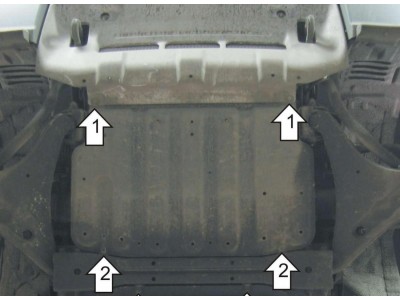 Защита картера и дифференциала Мотодор сталь 2 мм для Mitsubishi Pajero 4 2006-2021