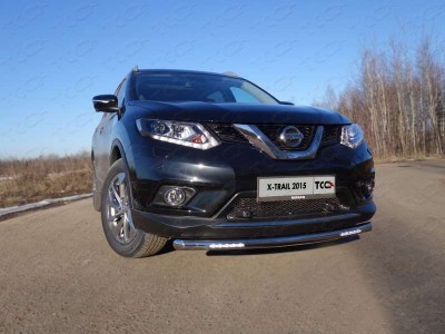 Защита переднего бампера короткая с ДХО 60 мм для Nissan X-Trail № NISXTR15-25