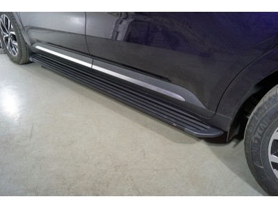 Пороги алюминиевые Slim Line Black для Kia Carnival № KIACAR21-32B