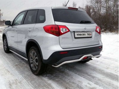 Защита заднего бампера короткая 42 мм ТСС для Suzuki Vitara 2015-2021