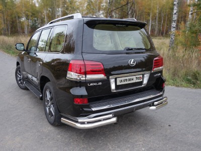 Защита задняя двойные уголки 76-42 мм для Lexus LX-570 Sport № LEXLX570SP14-10