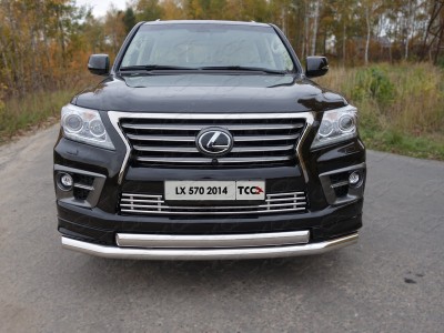 Защита передняя двойная 76-75 мм ТСС для Lexus LX-570 Sport 2014-2021