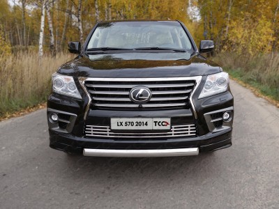 Защита передняя овальная короткая 75-42 мм для Lexus LX-570 Sport № LEXLX570SP14-02