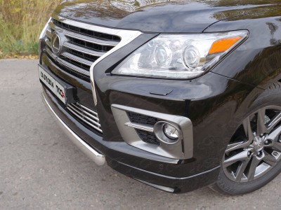 Защита передняя овальная короткая 75-42 мм ТСС для Lexus LX-570 Sport 2014-2021