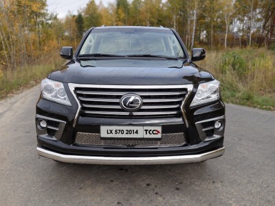 Защита передняя овальная длинная 75-42 мм ТСС для Lexus LX-570 Sport 2014-2021