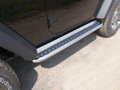 Пороги с площадкой алюминиевый лист 60 мм   для Jeep Wrangler 3D № JEEPWRAN3D(3.6)14-09