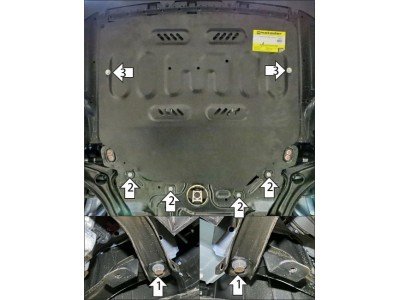 Усиленная защита картера двигателя, КПП (2 мм, сталь) для GAC GS3 2024-н.в.