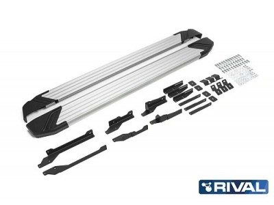 Порог-площадка "Silver" F180AL Rival + комплект крепежа для Exeed TXL 2020-н.в.