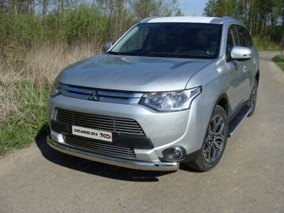 Защита передняя овальная 75х42 мм для Mitsubishi Outlander № MITOUT14-02