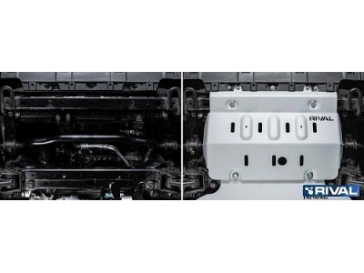 Защита радиатора + комплект метизов, Rival, Алюминий 6мм для Tank 300 2023-н.в., V - 2.0T, АКПП, 4WD; Tank 500, V-3.0, АКПП, 4WD, 2023-н.в.