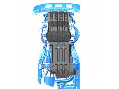 Защита картера, КПП и РК (композит 8 мм) для Tank 300 2021-н.в. (V - все), Tank 500 2021-н.в. (V - 3.0) (2 части)