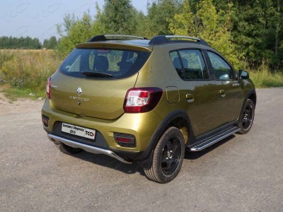 Защита заднего бампера 42 мм ТСС для Renault Sandero Stepway 2015-2018