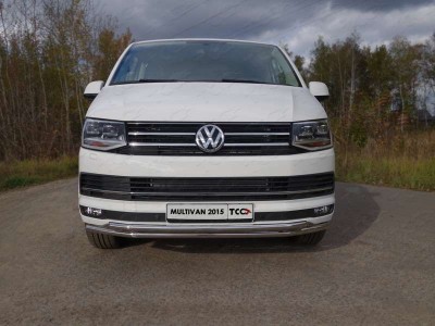 Защита передняя двойная 42-42 мм ТСС для Volkswagen Multivan T6 2015-2021