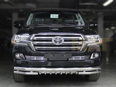 Защита передняя двойная 76-60 мм с защитой картера для Toyota Land Cruiser 200 № LCN2015_3