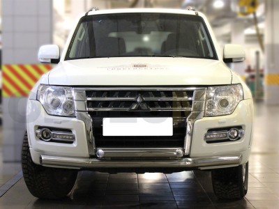 Защита передняя двойная 76-60 мм для Mitsubishi Pajero 4 № MP2015_1.1