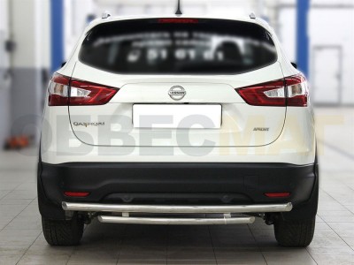 Защита заднего бампера двойная 53-43 мм для Nissan Qashqai № NQ_3.1